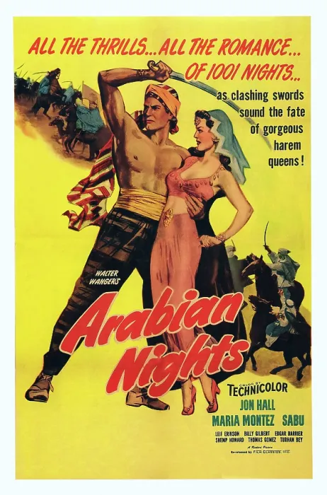 Framed Print : ARABIAN NIGHTS, poster art, l-r: Jon Hall, Maria Montez, 1942 Framed Print : ARABIAN NIGHTS, poster art, l-r: Jon Hall, Maria Montez, 1942