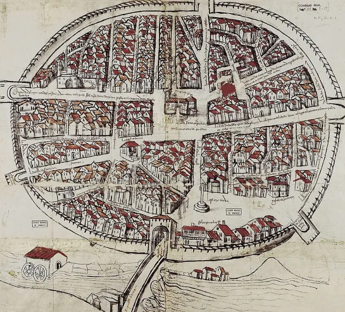 Framed Print : Aranda del Duero. Map of the city, dated in April 1503. SPAIN. Simancas. General Archives of Simancas. AISA / Everett Collection**US SALES ONLY**