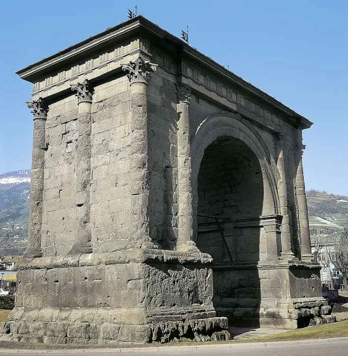 Framed Print : Arch of Augustus. 25 BC. ITALY. Aosta. Roman art. Early Empire. Architecture. AISA / Everett Collection**US SALES ONLY**