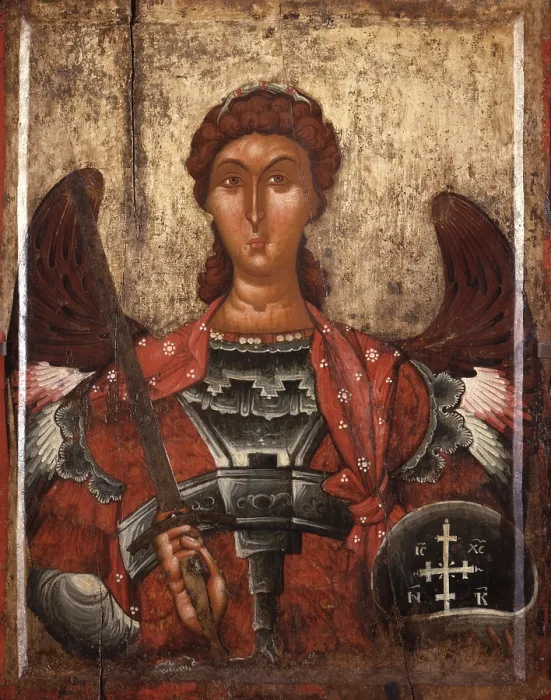Framed Print : Archangel Michael, by Unknown Artist from Kora, tempera on wood - Albania, Kora, National Museum of Medioeval Art. Whole artwork view
