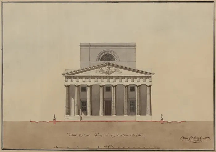 Framed Print : Architect's drawing for the 2nd Bank of the United States chartered in 1816 with many branches throughout the states