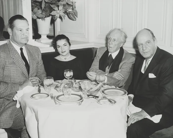Framed Print : Architects Frank Lloyd Wright and Edward Stone dining out in New York City. Stone Durell was soon to depart for Brussels to complete work on the American Pavilion he designed Framed Print : Architects Frank Lloyd Wright and Edward Stone dining out in New York City. Stone Durell was soon to depart for Brussels to complete work on the American Pavilion he designed