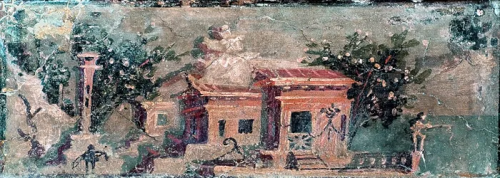 Framed Print : Architectural Landscape, by unknown artist, 45-79, 1st Century A.D. ripped fresco, 19, 5 x 44, 5 cm - Italy, Campania, Naples, National Archaeological Museum, Room LXXIV, inv Framed Print : Architectural Landscape, by unknown artist, 45-79, 1st Century A.D. ripped fresco, 19, 5 x 44, 5 cm - Italy, Campania, Naples, National Archaeological Museum, Room LXXIV, inv