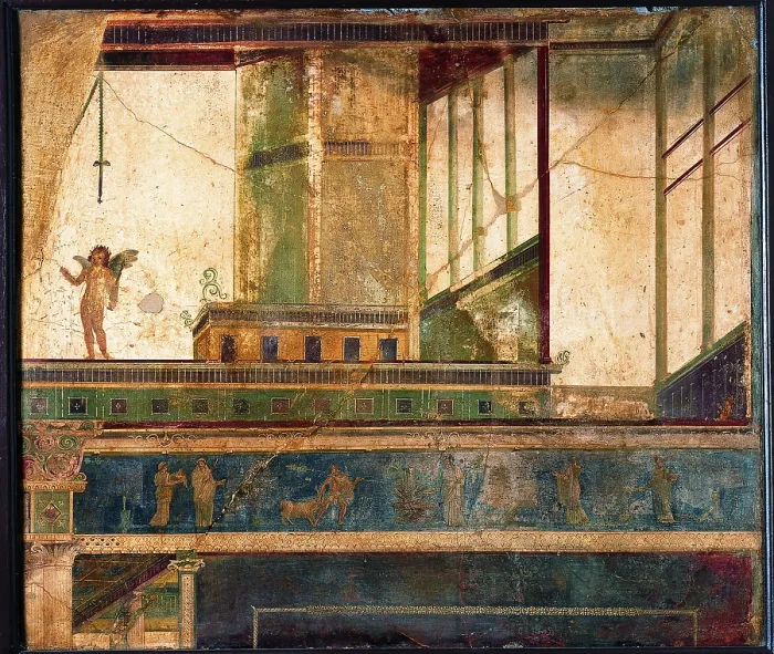 Framed Print : Architectures, by unknown artist, 25-45, 1st Century A.D. ripped fresco, 98 x 114 cm - Italy, Campania, Naples, National Archaeological Museum, Room LXXI, inv. 9165