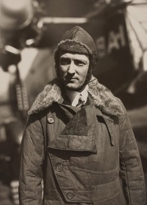 Framed Print : Arctic aviator Richard Byrd in fur lines leather flight suit and hat Framed Print : Arctic aviator Richard Byrd in fur lines leather flight suit and hat