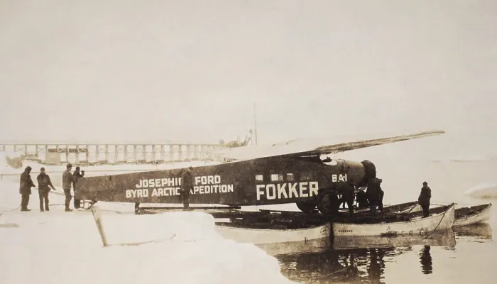 Framed Print : Arctic aviator Richard Byrd's Fokker Tri-motor monoplane before it's flight to the North Pole. Spitsbergen Island, Norway, May 1926 (BSLOC_2018_2_28)