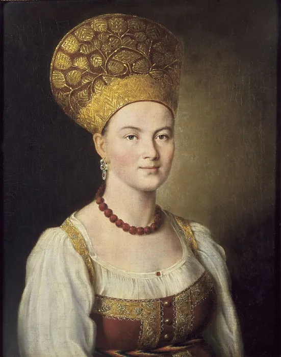 Framed Print : ARGUNOV, Ivan P. (1727-1802). Portrait of Woman in Russian Costume. 1784. Oil on canvas. RUSSIA. Moscow. Tretyakov Gallery. AISA / Everett Collection**US SALES ONLY**