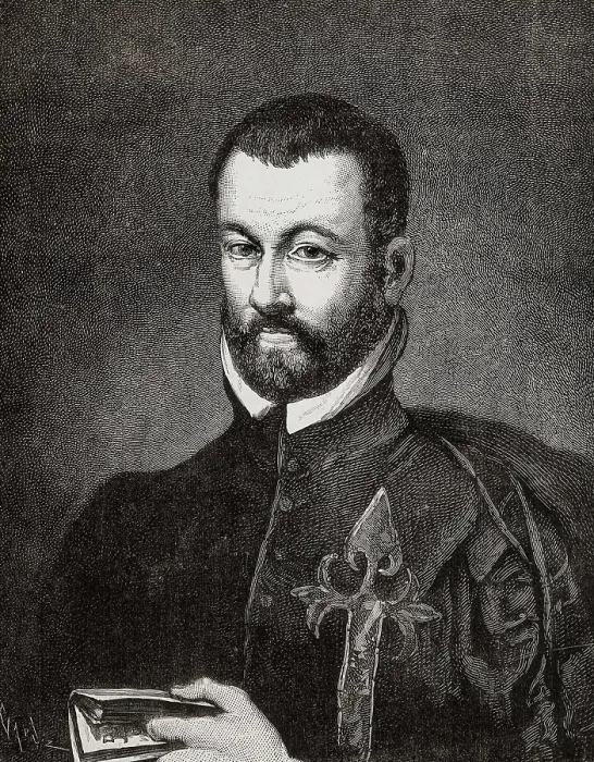 Framed Print : ARIAS MONTANO, Benito (1527-1598). Portrait from an edition of 1884, inspired on the canvas by Francisco Pacheco. Engraving. AISA / Everett Collection**US SALES ONLY**