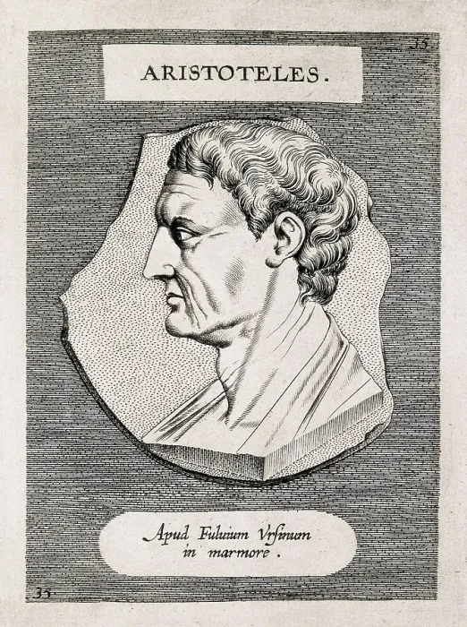 Framed Print : ARISTOTLE (384-332 BC). Portrait of the work 'Illustrium Imagines' (1606). Etching. SPAIN. Madrid. National Library. AISA / Everett Collection**US SALES ONLY**