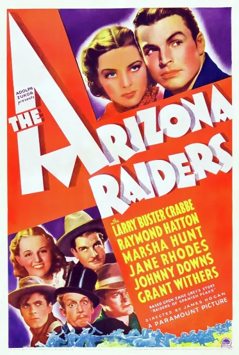 Framed Print : THE ARIZONA RAIDERS, US poster, top from left: Marsha Hunt, Buster Crabbe, center from left: Betty Jane Rhodes, Grant Withers, bottom from left: Johnny Downs, Raymonf Hatton