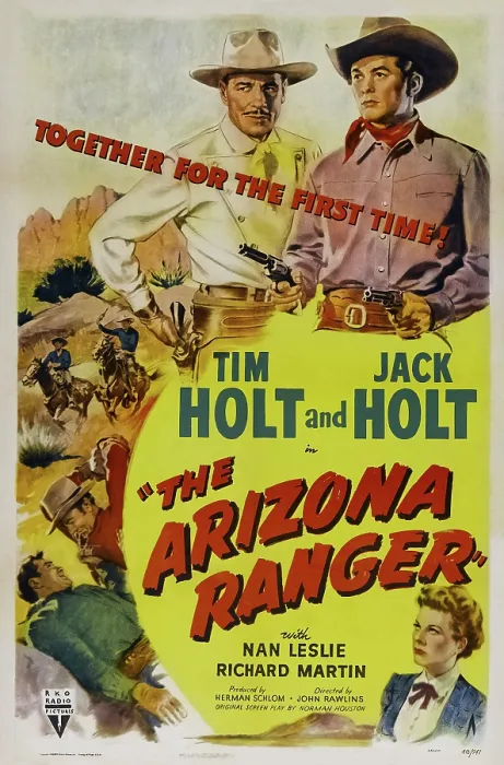 Framed Print : THE ARIZONA RANGER, top l-r: Tim Holt, Jack Holt, bottom: Nan Leslie on poster art Framed Print : THE ARIZONA RANGER, top l-r: Tim Holt, Jack Holt, bottom: Nan Leslie on poster art