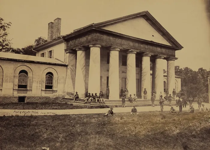 Framed Print : Arlington House, now a National Park Service Memorial to Robert E. Lee, was on the line of fortifications guarding Washington during the Civil War