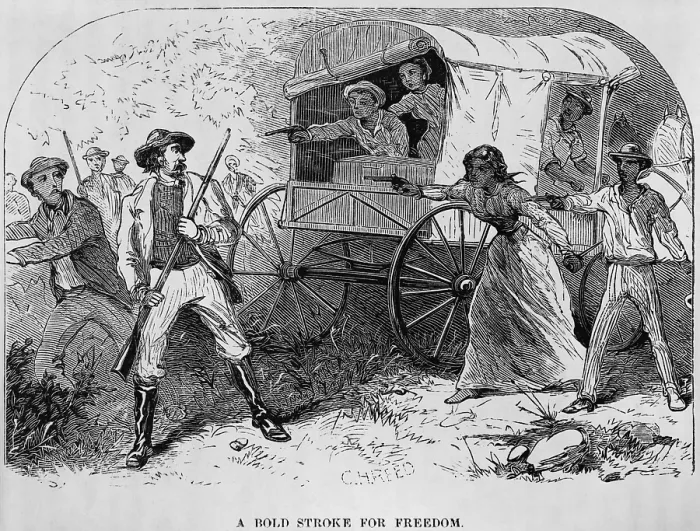 Framed Print : Armed fugitive slave family defending themselves against slave catchers from William Still's history, UNDERGROUND RAILROAD (1872) Framed Print : Armed fugitive slave family defending themselves against slave catchers from William Still's history, UNDERGROUND RAILROAD (1872)