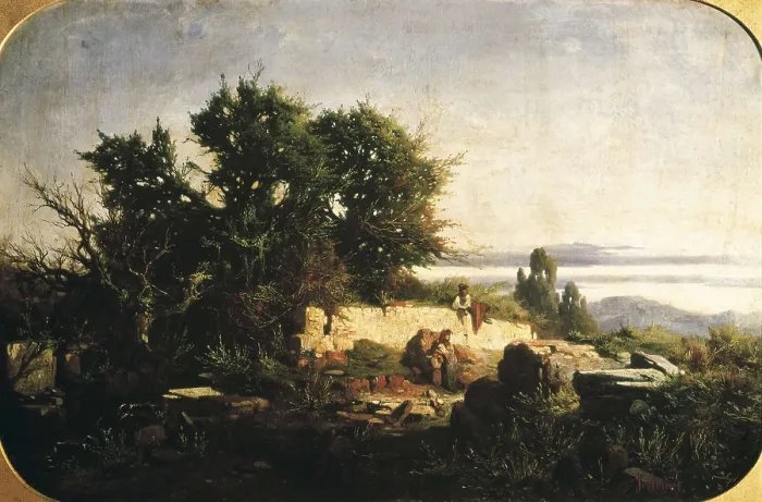 Framed Print : ARMET Y PORTANELL, Josep (1843-1911). Catalan landscape. 2nd half 19th c. Oil on canvas. SPAIN. Vilanova i la Geltr. Vctor Balaguer Museum-Library
