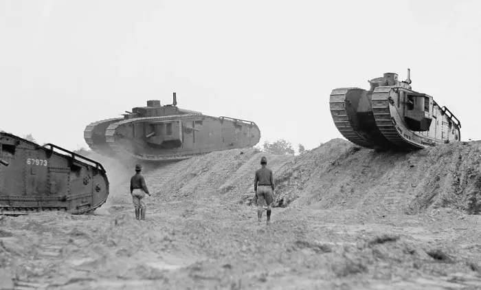 Framed Print : US Army officers observe a Tank demonstration, Camp Meade in 1922