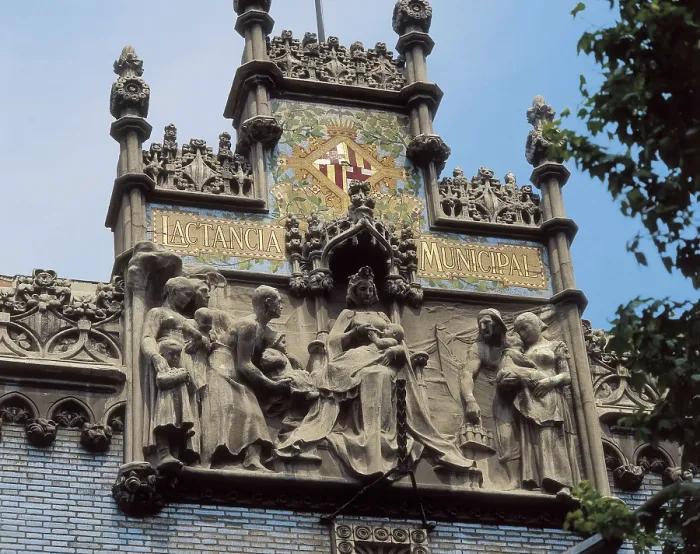 Framed Print : ARNAU I MASCORT, Eusebi (1864-1933). Frieze from the Casa de la Lactancia. ca. 1910. SPAIN. CATALONIA. Barcelona. Casa de la Lactancia (Lactancy House). Modernism. Relief on rock