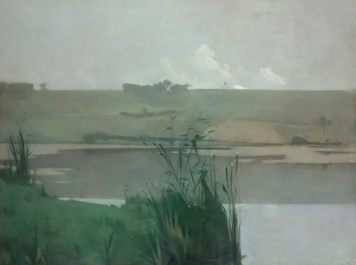 Framed Print : ARQUES-LA-BATAILLE, by John Henry Twachtman, 1885, American painting, oil on canvas. This large studio landscape is based on a preliminary oil study made at the scene Framed Print : ARQUES-LA-BATAILLE, by John Henry Twachtman, 1885, American painting, oil on canvas. This large studio landscape is based on a preliminary oil study made at the scene
