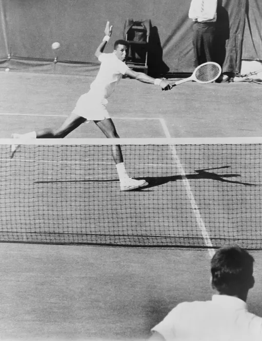 Framed Print : Arthur Ashe, (1943-1993), playing tennis at Forest Hills, N.Y. in 1964. He was the first African American to reach the highest levels of professional tennis Framed Print : Arthur Ashe, (1943-1993), playing tennis at Forest Hills, N.Y. in 1964. He was the first African American to reach the highest levels of professional tennis
