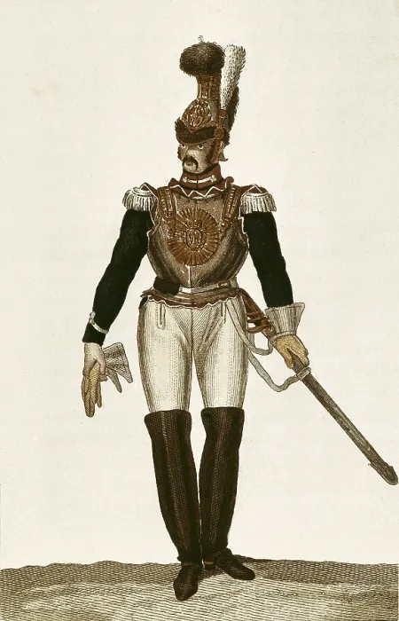 Framed Print : Artillery squadron of the Royal Guard. Picture of the work 'Memoria para la historia de las tropas de la Casa Real de Espaa' by Serafn Mara de Loto (Madrid, 1828)