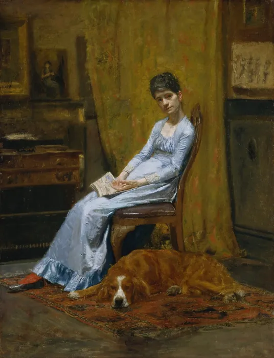 Framed Print : THE ARTIST WIFE AND HIS SETTER DOG, by Thomas Eakins, c. 1884-89, American painting, oil on canvas Framed Print : THE ARTIST WIFE AND HIS SETTER DOG, by Thomas Eakins, c. 1884-89, American painting, oil on canvas