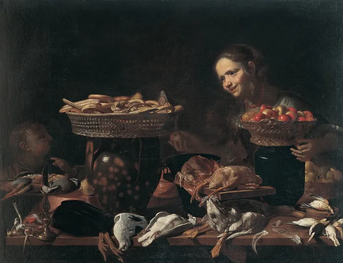 Framed Print : Artista figurinista, Baschenis Evaristo, Kitchen, 17th Century, oil on canvas, Italy, Lombardy, Milan, Brera Art Gallery Framed Print : Artista figurinista, Baschenis Evaristo, Kitchen, 17th Century, oil on canvas, Italy, Lombardy, Milan, Brera Art Gallery