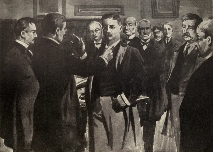 Framed Print : Artists depiction of the swearing in of Vice President Theodore Roosevelt at the Wilcox House in Buffalo on Sept. 14, 1901 at 3:30 PM. The oath was administer by Judge John Hazel Framed Print : Artists depiction of the swearing in of Vice President Theodore Roosevelt at the Wilcox House in Buffalo on Sept. 14, 1901 at 3:30 PM. The oath was administer by Judge John Hazel