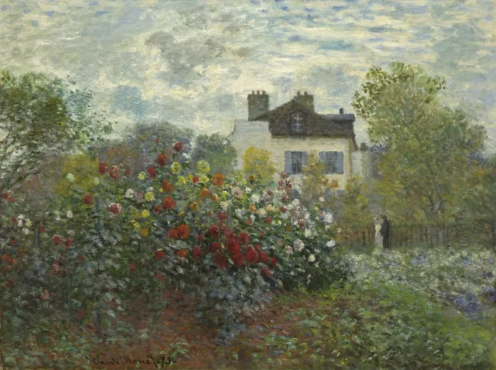 Framed Print : The Artist's Garden in Argenteuil, by Claude Monet, 1873, French impressionist painting, oil on canvas