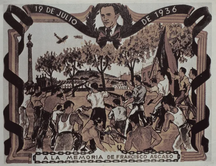 Framed Print : ASCASOFrancisco (1901-1936). Anarchist leaderbelonging to CNT and FAI. Poster commemorating his death. SPAIN. Madrid. Fundacin de Estudios Libertarios Anselmo Lorenzo (FAL)