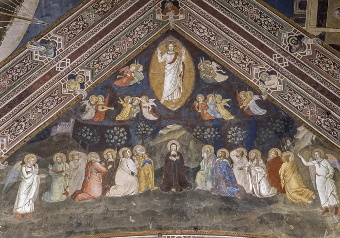 Framed Print : Ascension of Christ (Ascensione), by Andrea di Bonaiuto, 1366-1367, 14th Century, fresco - Italy, Tuscany, Florence, Santa Maria Novella, Spanish Chapel. Detail Framed Print : Ascension of Christ (Ascensione), by Andrea di Bonaiuto, 1366-1367, 14th Century, fresco - Italy, Tuscany, Florence, Santa Maria Novella, Spanish Chapel. Detail
