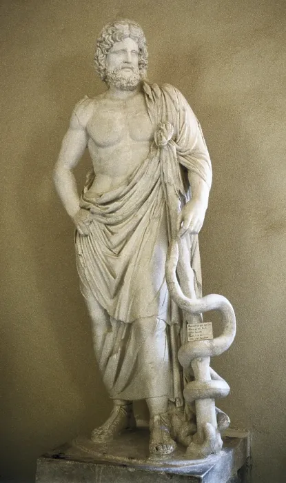 Framed Print : Asclepius. 4th c. BC. Classical Greek art. Sculpture on marble. GREECE. Epidaurus. Archaeological Museum of Epidaurus. AISA / Everett Collection**US SALES ONLY**