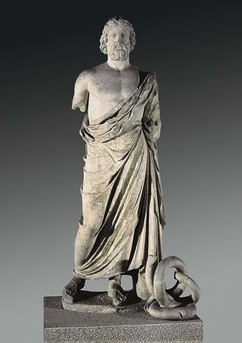 Framed Print : Asclepius of Empuries. 5th c. BC. Classical Greek art. Sculpture on marble. SPAIN. Barcelona. Archaeology Museum of Catalonia. Proc: SPAIN. L'Escala. Empries