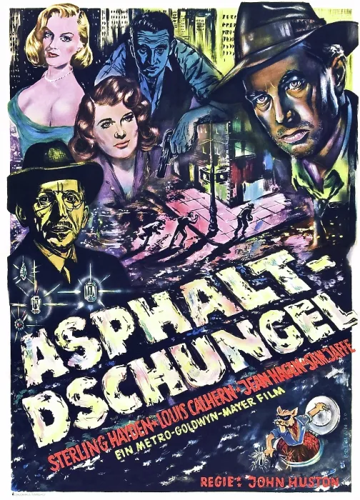 Framed Print : THE ASPHALT JUNGLE, (aka ASPHALT DSCHUNGEL), German poster art, clockwise from left: Sam Jaffe, Jean Hagen, Marilyn Monroe, James Whitmore, Sterling Hayden, 1950 Framed Print : THE ASPHALT JUNGLE, (aka ASPHALT DSCHUNGEL), German poster art, clockwise from left: Sam Jaffe, Jean Hagen, Marilyn Monroe, James Whitmore, Sterling Hayden, 1950