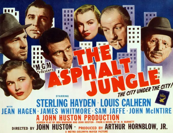 Framed Print : THE ASPHALT JUNGLE, from bottom left: Jean Hagen, Sterling Hayden, Anthony Caruso, James Whitmore, Marilyn Monroe, Louis Calhern, Sam Jaffe, 1950