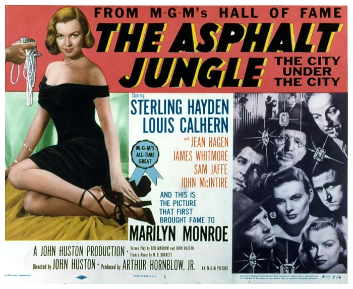 Framed Print : THE ASPHALT JUNGLE, left: Marilyn Monroe; right, center: Jean Hagen; clockwise from top right: Louis Calhern, James Whitmore, Marilyn Monroe, Sterling Hayden, Anthony Caruso