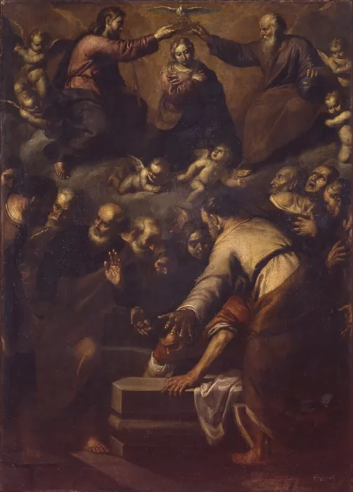 Framed Print : Assumption and Coronation of the Virgin, by a Venetian artist, 17th century, oil on canvas. - Italy, Lombardy, Milan, Castello Sforzesco, Museum of Ancient Art