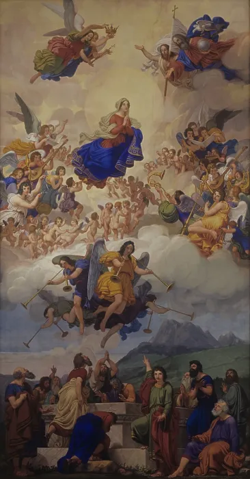 Framed Print : Assumption of the Virgin, by Giovanni Demin, 1849, 19th Century, fresco - Italy, Veneto, Comelico Superiore, Candide, Parish church. Whole artwork view