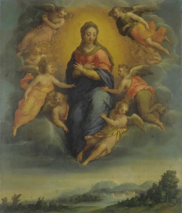 Framed Print : Assunption of the Virgin, by Sebastiano Filippi also known as il Bastianino, ca Framed Print : Assunption of the Virgin, by Sebastiano Filippi also known as il Bastianino, ca