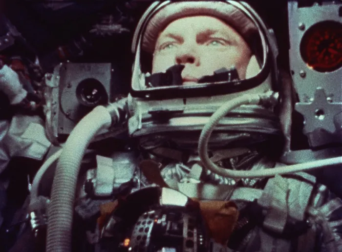 Framed Print : Astronaut John Glenn in earth orbit. Feb. 20, 1962. He is using a photometer to view the sun during sunset. Feb. 20, 1962 Framed Print : Astronaut John Glenn in earth orbit. Feb. 20, 1962. He is using a photometer to view the sun during sunset. Feb. 20, 1962
