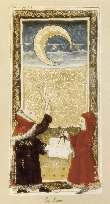 Framed Print : Astronomers watching the Moon. Miniature Painting. FRANCE. Paris. National Library. AISA / Everett Collection**US SALES ONLY**