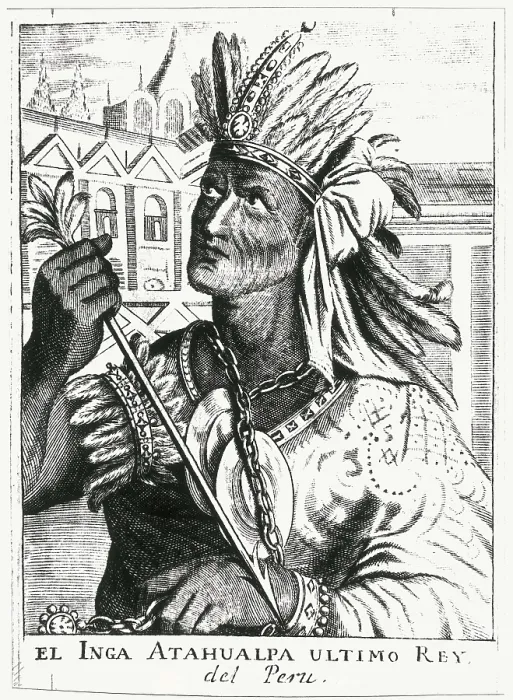 Framed Print : ATAHUALLPA (1502-1533). Portrait of Atahualpa, last Inca king. Engraving. AISA / Everett Collection**US SALES ONLY**