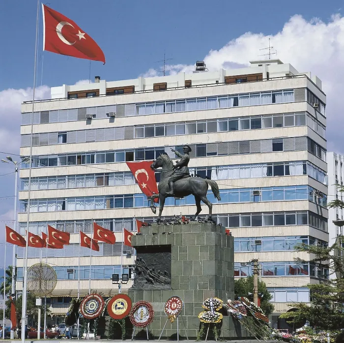 Framed Print : ATATRK, Kemal (1881-1938). Monument to Ataturk located at the Republic square-Cumhuriyet Meydani (Izmir). Architecture. TURKEY. MARMARA. IZMIR. Izmir