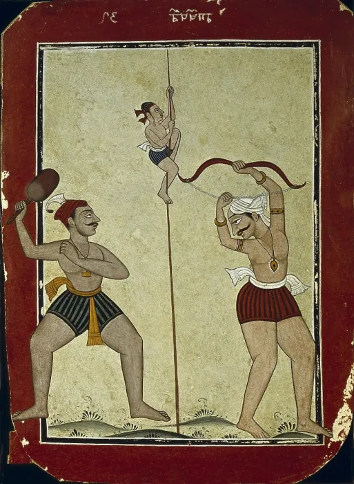 Framed Print : Three athletes into action. School of Bilaspur (1770). Mughal art. FRANCE. Paris. Marco Polo Gallery. - BeBa / Iberfoto / Everett Collection (596779)**US SALES ONLY**