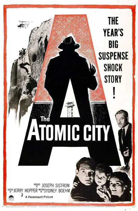 Framed Print : THE ATOMIC CITY, US poster, bottom from left: Gene Barry, Lee Aaker, Lydia Clarke, 1952