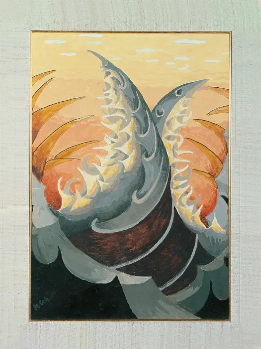 Framed Print : Attack and Defence, by Hans Schmitals, 1901, 20th Century, - Italy, Lombardy, Milan, Private Collection. Colors orange grey curved lines tips waves abstract art Framed Print : Attack and Defence, by Hans Schmitals, 1901, 20th Century, - Italy, Lombardy, Milan, Private Collection. Colors orange grey curved lines tips waves abstract art