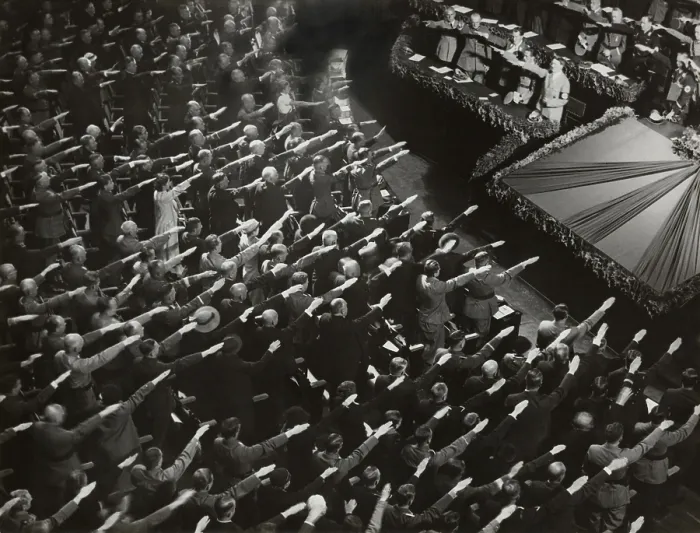 Framed Print : Attendees give Hitler the Nazi salute during the nation anthem, Oct. 9, 1935 Framed Print : Attendees give Hitler the Nazi salute during the nation anthem, Oct. 9, 1935