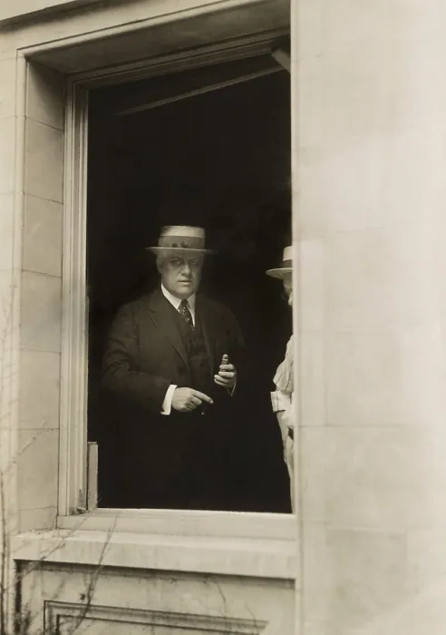Framed Print : Attorney General Alexander Mitchell Palmer, in his home after it was bombed on June 2, 1919. His residence at 2132 R