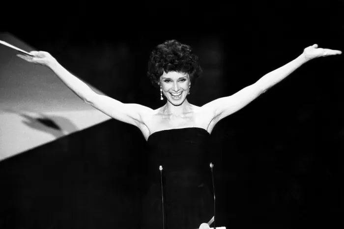 Framed Print : Audrey Hepburn at the Academy Awards in 1976 after a long absence from Hollywood. Courtesy CSU Archives / Everett Collection