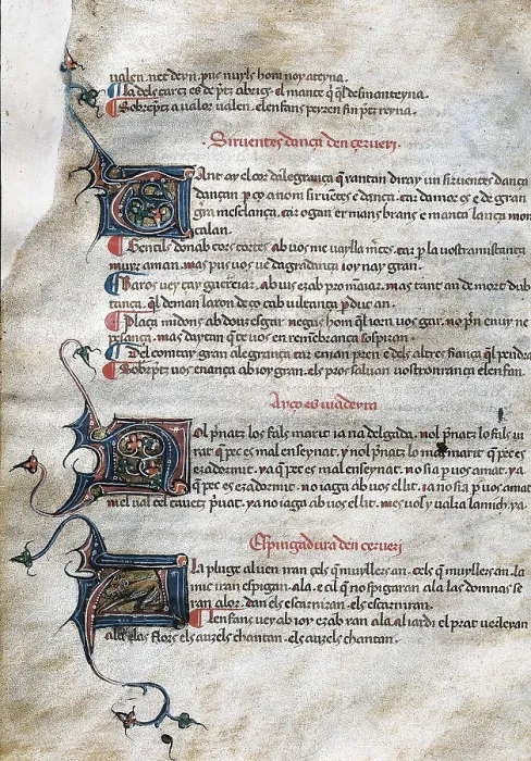 Framed Print : AURENGA, Raimbaut d (1147-1173). 'Canoner Gil' by Raimbaut d'Aurenga, fol. 47r. with the poem 'Bona dona un consell vos deman'. Manuscript (15th c.) Framed Print : AURENGA, Raimbaut d (1147-1173). 'Canoner Gil' by Raimbaut d'Aurenga, fol. 47r. with the poem 'Bona dona un consell vos deman'. Manuscript (15th c.)