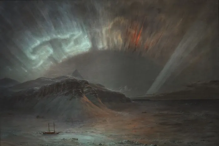 Framed Print : Aurora Borealis, c. 1865, by Frederic Edwin Church, 1826-1900, American landscape painting, oil on canvas Framed Print : Aurora Borealis, c. 1865, by Frederic Edwin Church, 1826-1900, American landscape painting, oil on canvas