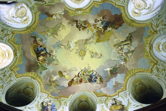 Framed Print : AUSTRIA. Klosterneubourg. Monastery of Klosterneubourg. Dome of one room inside the monastery. Rococo art. AISA / Everett Collection**US SALES ONLY**